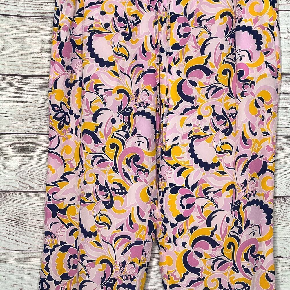 J. Crew Pull On 100% Silk Colorful Fun Bright Paisley Swirl Pants Size 8 - Picture 6 of 12